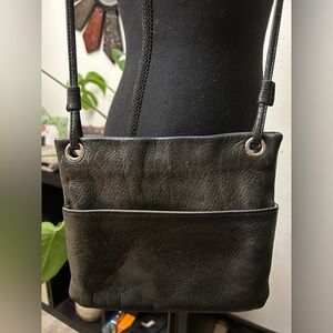 Margot Black Leather Crossbody Shoulder Bag Small Purse